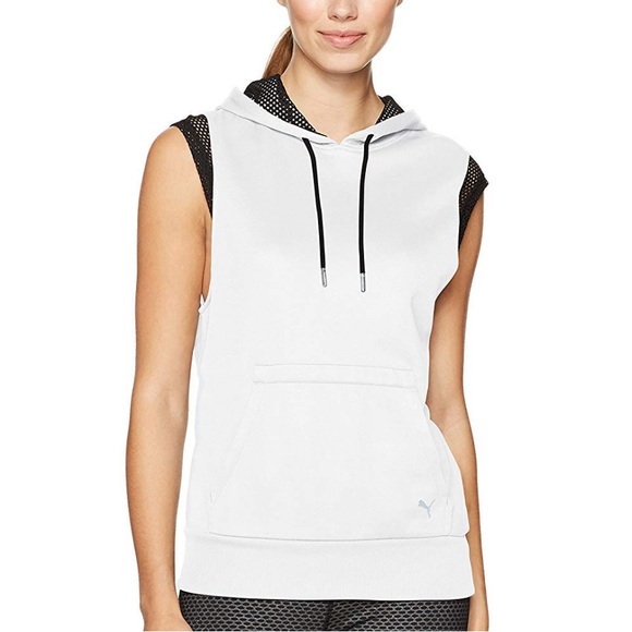 PUMA Women’s Explosive Sleeveless Athletic Workout Hoodie in Black/White Size XS - Picture 1 of 15